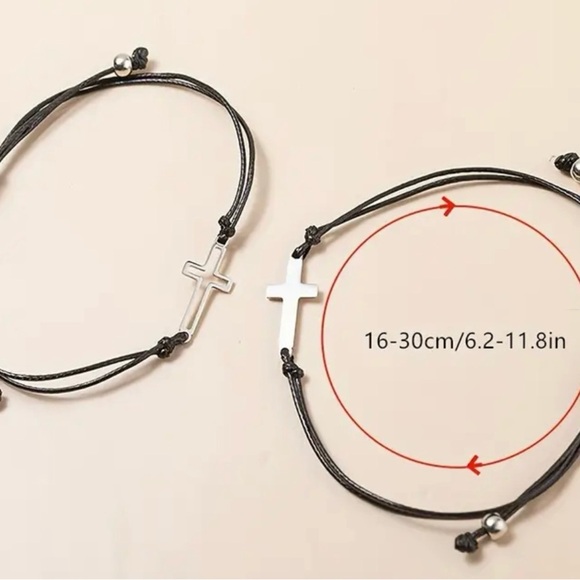 Silver Cross Bracelet Set for Mom and Son - Picture 3 of 3